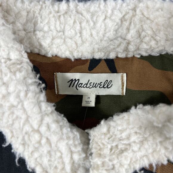 Madewell Camo Utility Jacket Womens Medium Sherpa Collar Cotton - Picture 4 of 12